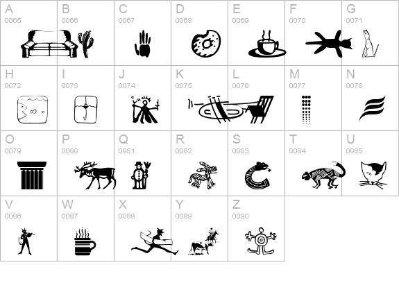 Lunchboxdingbats-regular uppercase A-Z preview