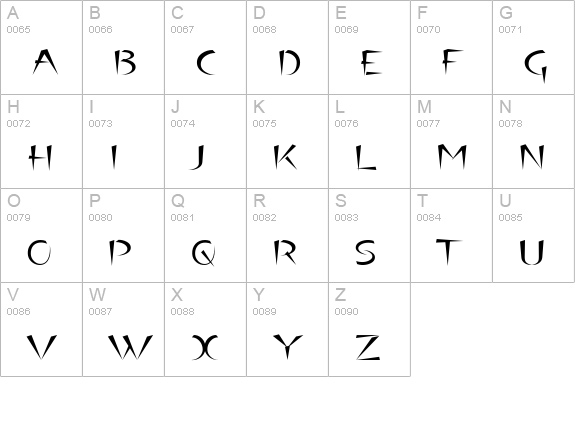 Luteous Exodus uppercase A-Z preview