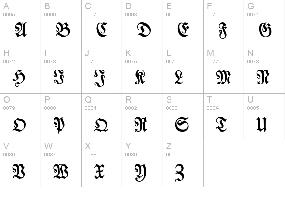 LutherscheFraktur uppercase A-Z preview