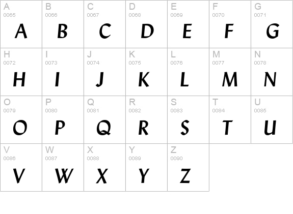Lydian Bold Italic uppercase A-Z preview
