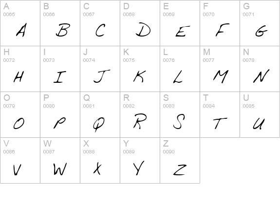 LydiasHand Regular uppercase A-Z preview