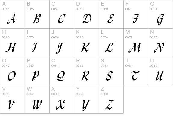 Lynda Cursive Normal uppercase A-Z preview