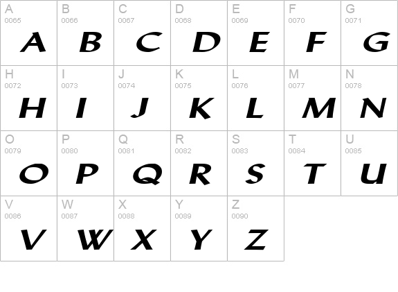 Lynda Extended Bold Italic uppercase A-Z preview