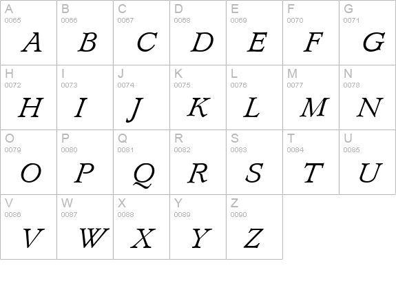 Lynton Light Italic uppercase A-Z preview