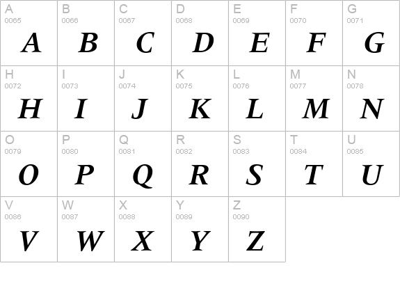 M690-Roman-BoldItalic uppercase A-Z preview