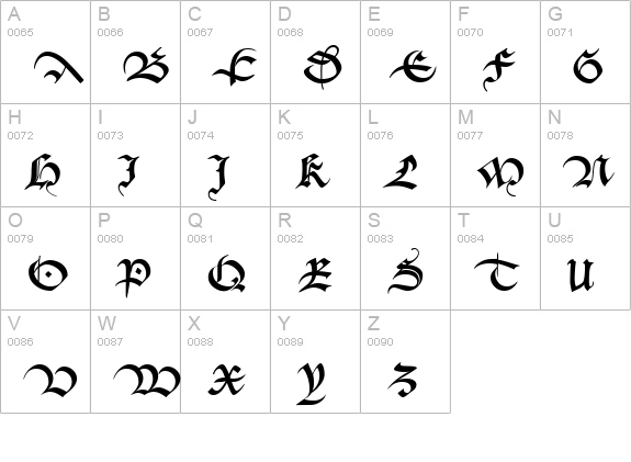 MA Bastarda1 uppercase A-Z preview