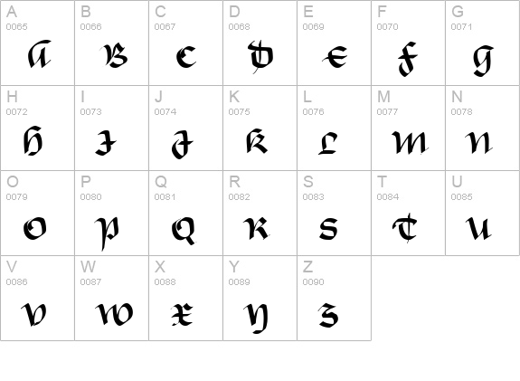 MA GKursiv1 uppercase A-Z preview