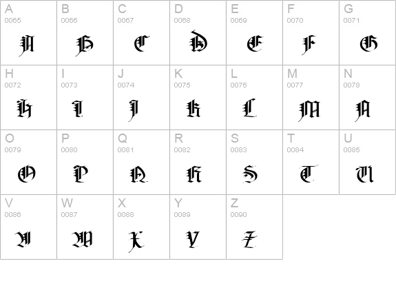 MA Gotic uppercase A-Z preview