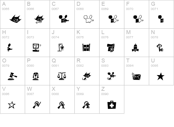 MacDings uppercase A-Z preview