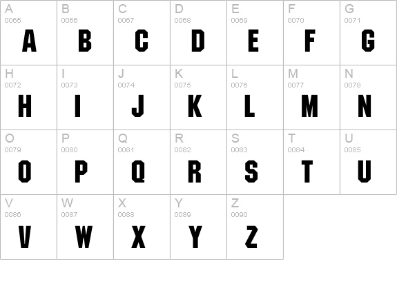 MachineFont uppercase A-Z preview