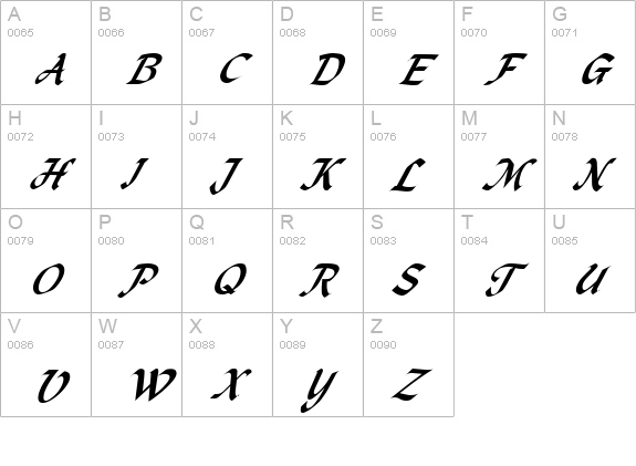 MacHumaine Italic uppercase A-Z preview