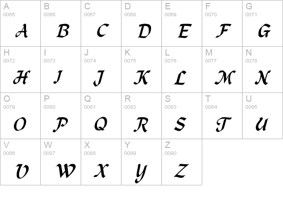 MacHumaine-Normal-Italic uppercase A-Z preview