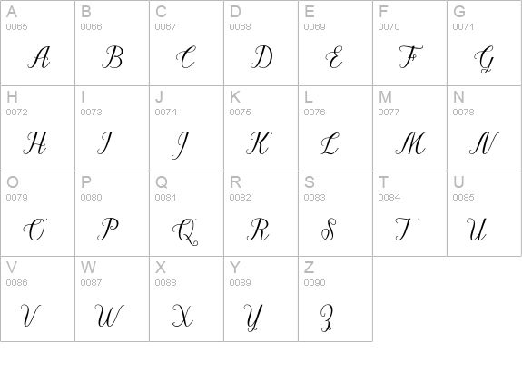Madelina Script uppercase A-Z preview