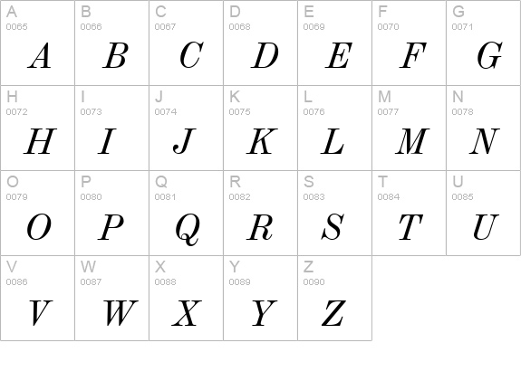Magazine-Italic uppercase A-Z preview