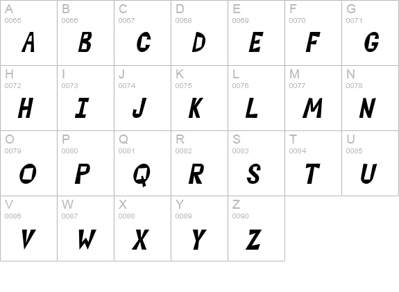 MagooCondensed Italic uppercase A-Z preview