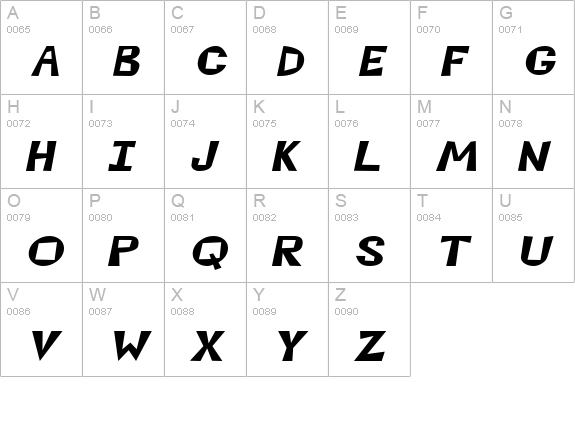 MagooExtended Italic uppercase A-Z preview
