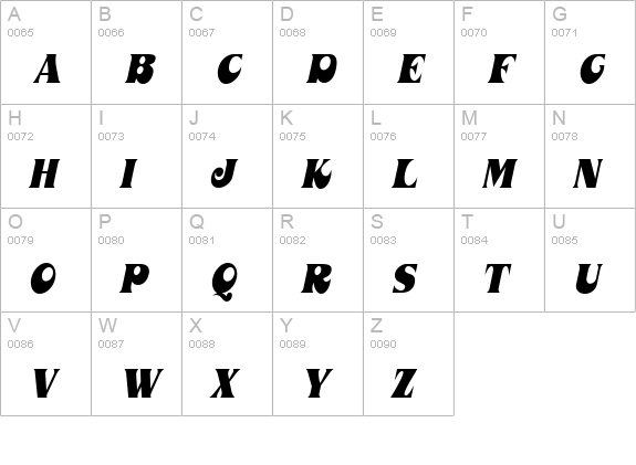 Mahaney Italic uppercase A-Z preview
