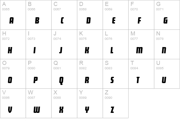 Makimango Oblique uppercase A-Z preview