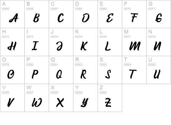 Malaga Script uppercase A-Z preview