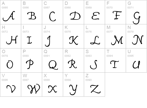 Mama Script uppercase A-Z preview