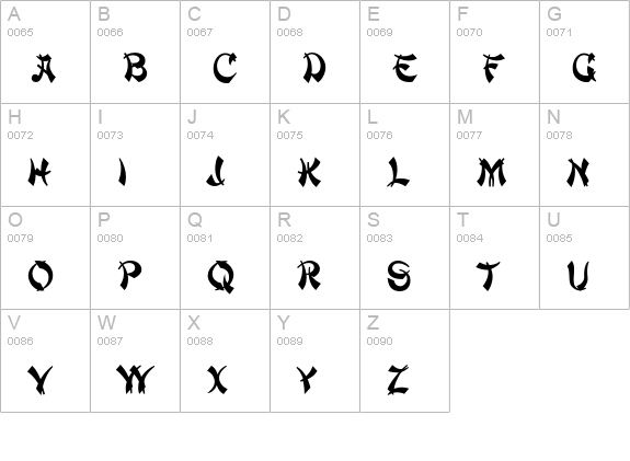 MandarinEF uppercase A-Z preview