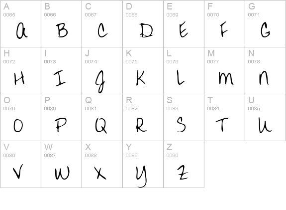 MandysHand Regular uppercase A-Z preview