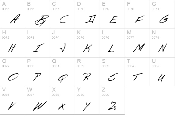MannysHand Regular uppercase A-Z preview