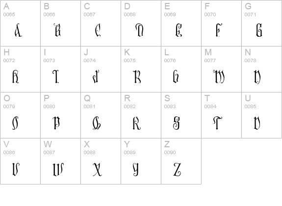 Manticore uppercase A-Z preview