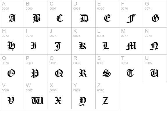 Manuscript uppercase A-Z preview