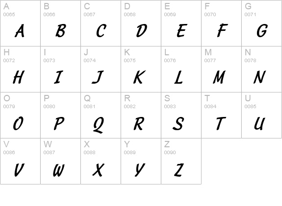 Manuscript BoldItalic uppercase A-Z preview