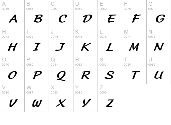 Manuscript Extended BoldItalic uppercase A-Z preview