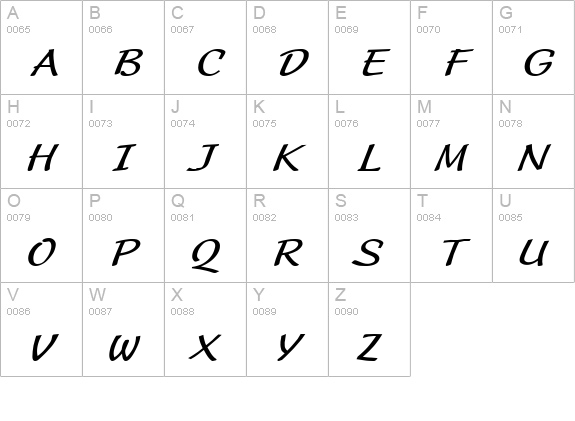 Manuscript Extended Italic uppercase A-Z preview
