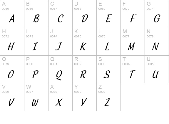 Manuscript Italic uppercase A-Z preview