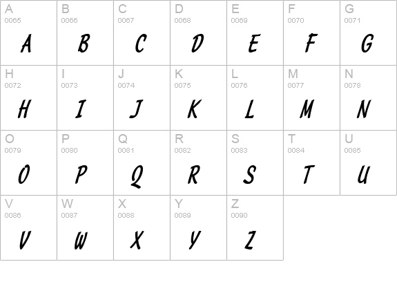 Manuscript Thin BoldItalic uppercase A-Z preview