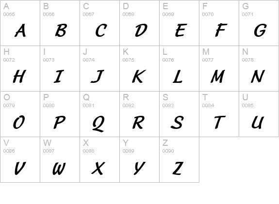 Manuscript Wide BoldItalic uppercase A-Z preview