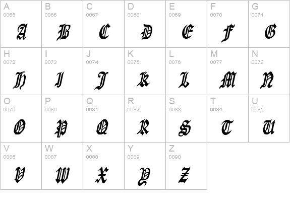 ManuscriptCondensed Italic uppercase A-Z preview