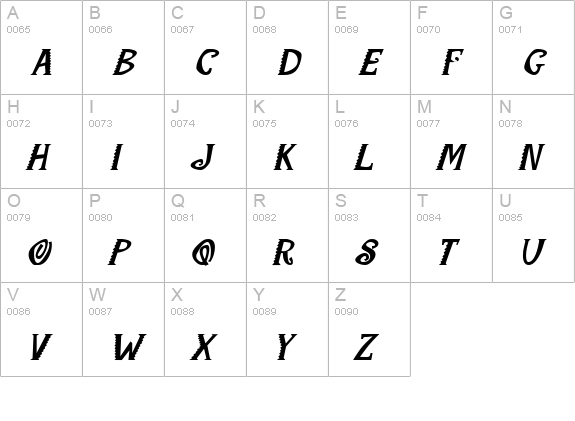 Maraca Extrabold Italic uppercase A-Z preview