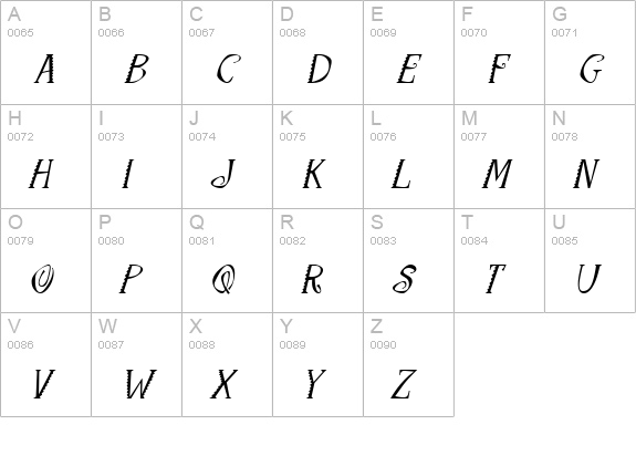 Maraca Italic uppercase A-Z preview