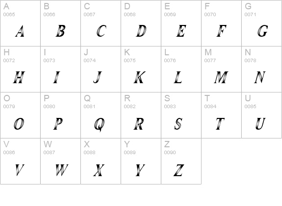 Maranallo High Italic uppercase A-Z preview