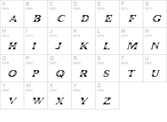 Maranallo Italic uppercase A-Z preview