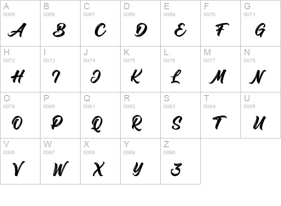 Margadeth Bold Script uppercase A-Z preview