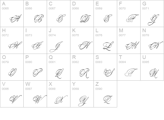 Margarita script uppercase A-Z preview