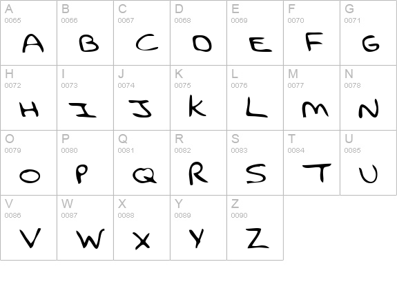 MargosHand Regular uppercase A-Z preview