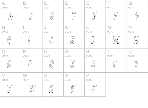 MarkerHollowCondensed Italic uppercase A-Z preview