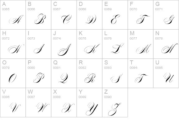 Markiz de Sad script uppercase A-Z preview