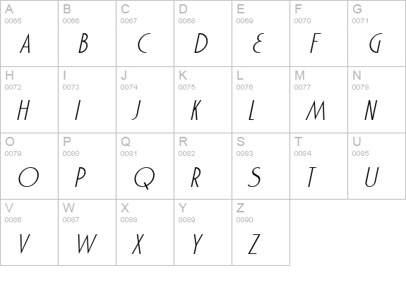 Marquisette BTN Light Oblique uppercase A-Z preview