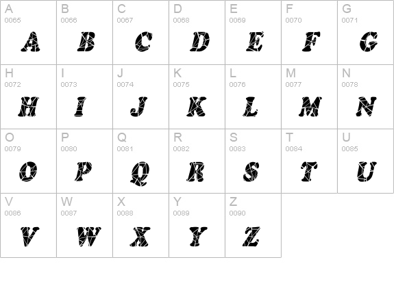 Marshmallow Cracked-Condensed Italic uppercase A-Z preview