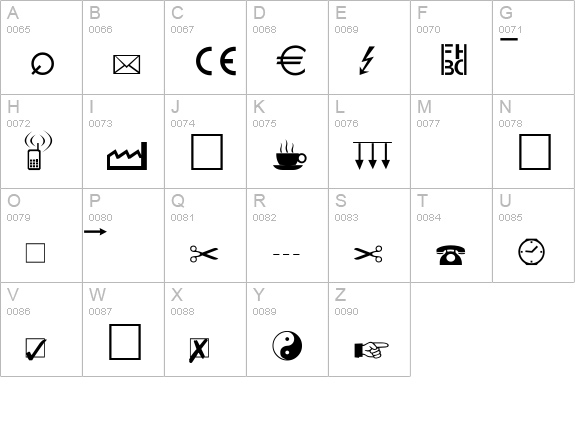 Martin Vogel's Symbols uppercase A-Z preview