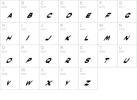 Masked Marvel Italic uppercase A-Z preview