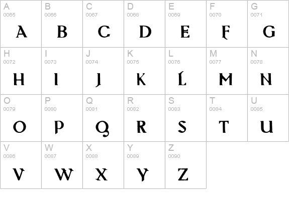 Masoch-Dirach uppercase A-Z preview